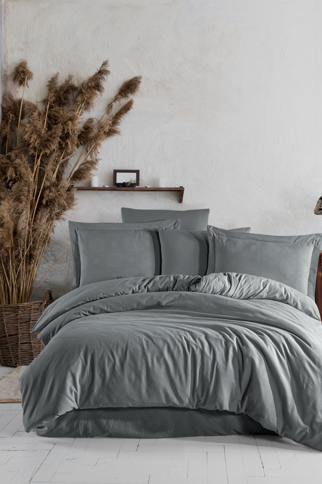 Premium Bedding Gri Sarmaşık Nevresim Takımı