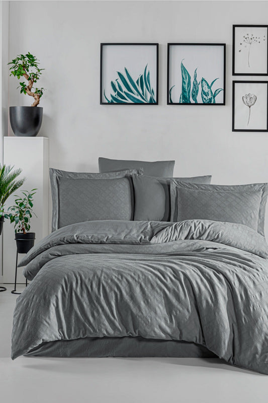 Premium Bedding Gri Baklava Nevresim Takımı
